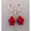 Turtle Earrings, Red Gemstone Turtle Jewelry 