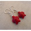 Turtle Earrings, Red Gemstone Turtle Jewelry 