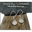 Sterling Silver Small Pentagram Medallion Earrings 