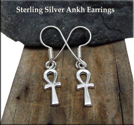 Sterling Silver Ankh Earrings 