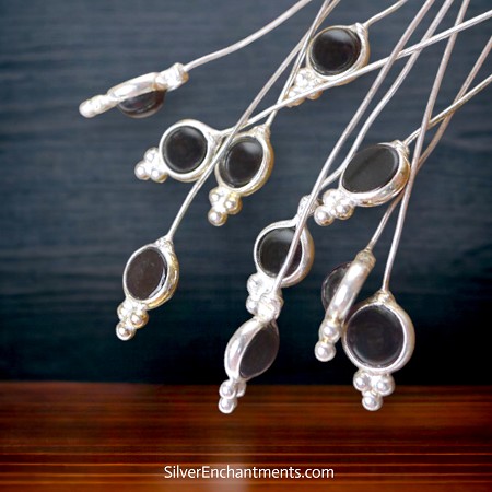 Fancy Sterling Silver and Black Onyx Headpins 