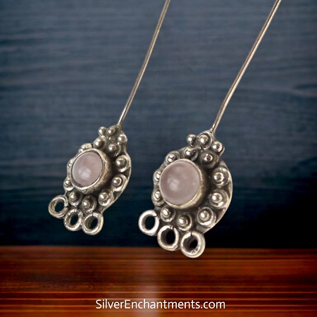 Sterling Silver and Rose Quartz Gemstone Head Pins 