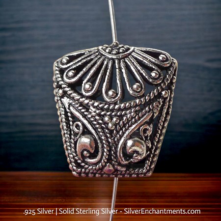 20mm Filigree Sterling Silver Fancy Pillow Beads 