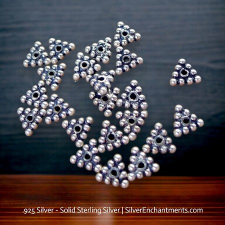 8mm Sterling Silver Triangle Spacer Beads 