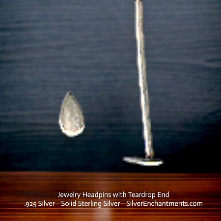 Sterling Silver Jewelry Headpins with Teardrop End 