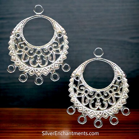 Sterling Silver Large Double Sided Bohemian Earring Findings 