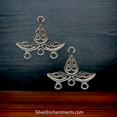 Sterling Silver Filigree Flower Chandelier Earring Findings 