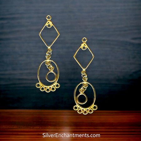 2 22k Gold Vermeil Dangling Chandelier Earring Findings 