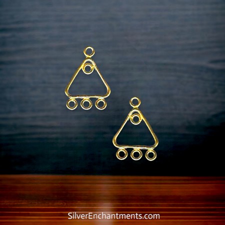 2 22k Gold Vermeil Triangle Chandelier Earring Parts 