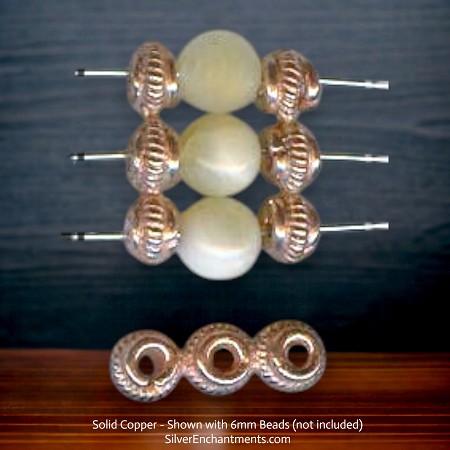 18mm Solid Copper Fancy 3-Strand Bead Separator Findings 
