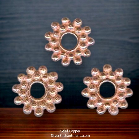 Copper 14mm Large Hole Snowflake Spacer Beads 