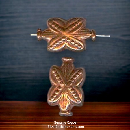 Genuine Copper Art Deco Flower Beads 