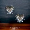 Sterling Silver Fancy Heart Beads Wavy Striped Center Beaded Surround 
