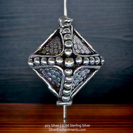 Sterling Silver Fancy Cross Puff Diamond Beads 