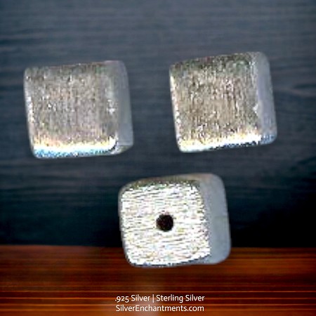 8mm Brushed Sterling Silver Cube Beads 