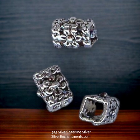 8mm Sterling Silver Square Floral Square Tube Beads 