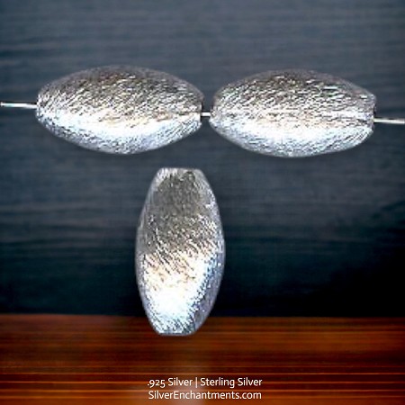 14mm Brushed Sterling Silver Capsule Beads 