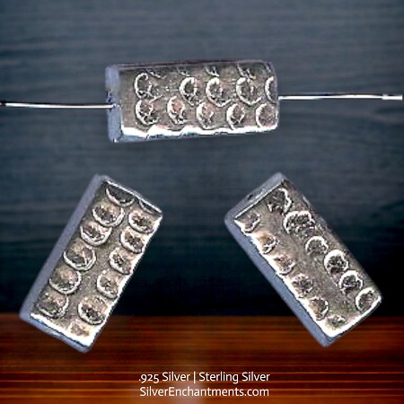 16x8mm Hammered Sterling Silver Rectangle Beads 