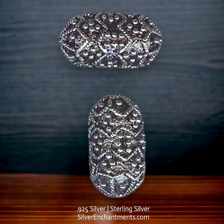 20mm Large Sterling Silver Fancy Capsule Beads 