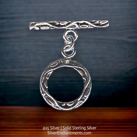 Sterling Silver Leaf and Vine Toggle Clasps 