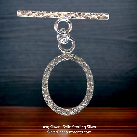 22x18mm Hammered Sterling Silver Oval Toggle Clasps 