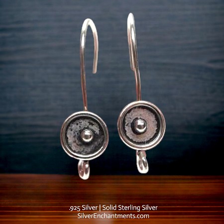 Sterling Silver Elegant Circle Accent Ear Wires 