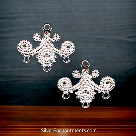 2 Sterling Silver Fancy Scroll Chandelier Earring Findings 