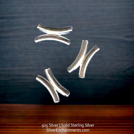 10mm Sterling Silver Double Curved Noodle Tube Beads 