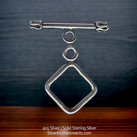 14mm Sterling Silver Diamond Toggle Clasps with Decorative Bar 