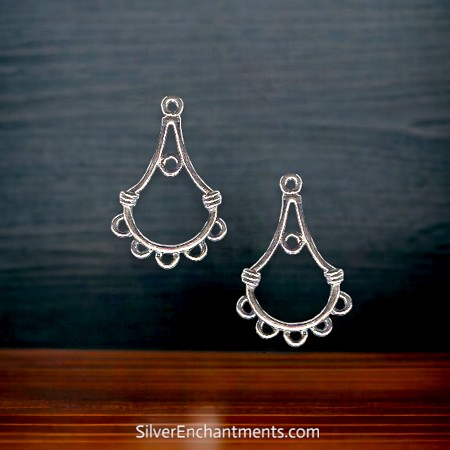 2 Sterling Silver Bamboo Chandelier Earring Parts 