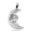 Silver Celtic Tiger Moon Necklace Pendant 