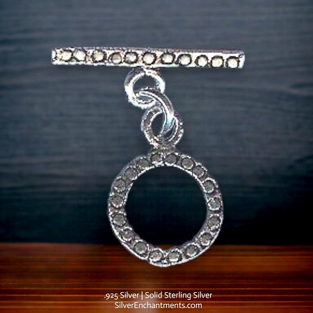 14mm Sterling Silver Round Toggle Clasp with Circles 