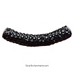 Black Crystal Studded Large Hole Curved Tube Beads 