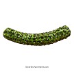 Green Dark Peridot Crystal Studded Large Hole Curved Tube Beads 