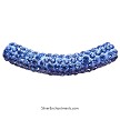 Light Blue Sapphire Crystal Studded Large Hole Curved Tube Beads 