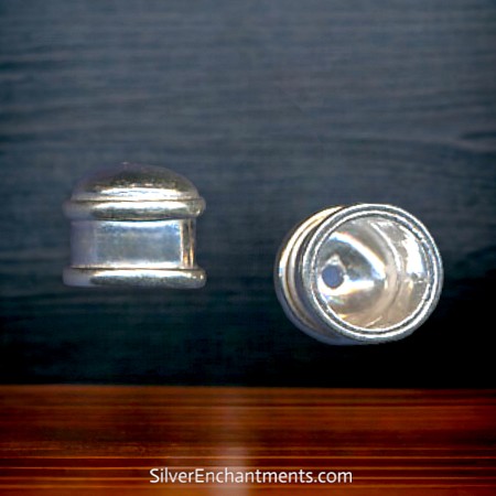 Sterling Silver Kumihimo Braiding End Caps 12x11mm with 9mm Opening 