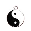 Enameled BLACK and WHITE Yin Yang Pendant Necklace 