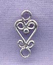 Sterling Silver Filigree Heart Jewelry Connector Link 