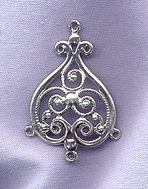 Sterling Silver Large Ornate Domed Chandelier Earring Finding 