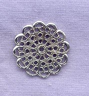 Round Sterling Silver Filigree Component 