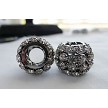 22mm Large Hole Pendant Bead, Gunmetal/Crystal 