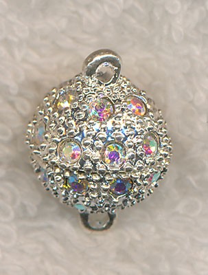 Magnetic Clasps, Gemmed Ball Clasp with Crystal AB Rhinestones, 13mm 
