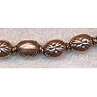 10 Copper Fancy Puff Oval Beads with Flower Leaf Detail 13x9x8mm 