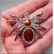 Large Spider Connector, Crystal Studded, Silver Plated 