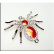 Large Spider Connector, Crystal Studded, Silver Plated 