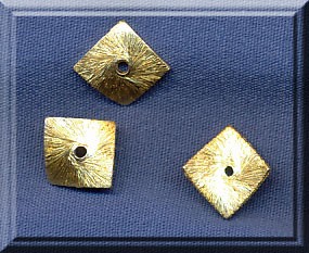 Brushed Gold Vermeil 8mm Square Bent Disc Wafer Bead 
