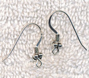 Sterling Silver Earwires with 4-Ball Accent Bead & Coil, Pair 