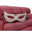 Curved Mardi Gras Fantasy Mask Bracelet Jewelry Connector with White Glass Pearls 49x19mm 
