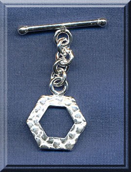Sterling Silver 6-Sided Gator Print Toggle, Bright 