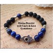 Hamsa Hand Evil Eye Bracelet with Lava and Lapis Lazuli 